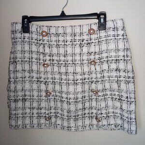 Black and white Tweed Mini skirt sz L NWOT   /B17